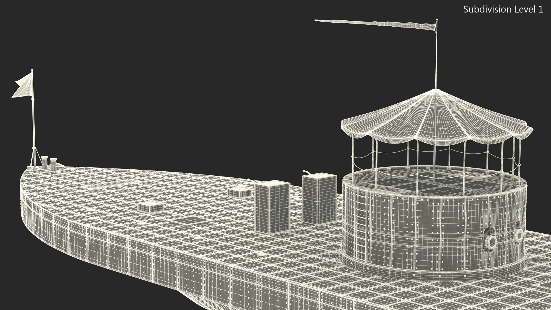 US Ironclad Warship Monitor with Tower Old 3D