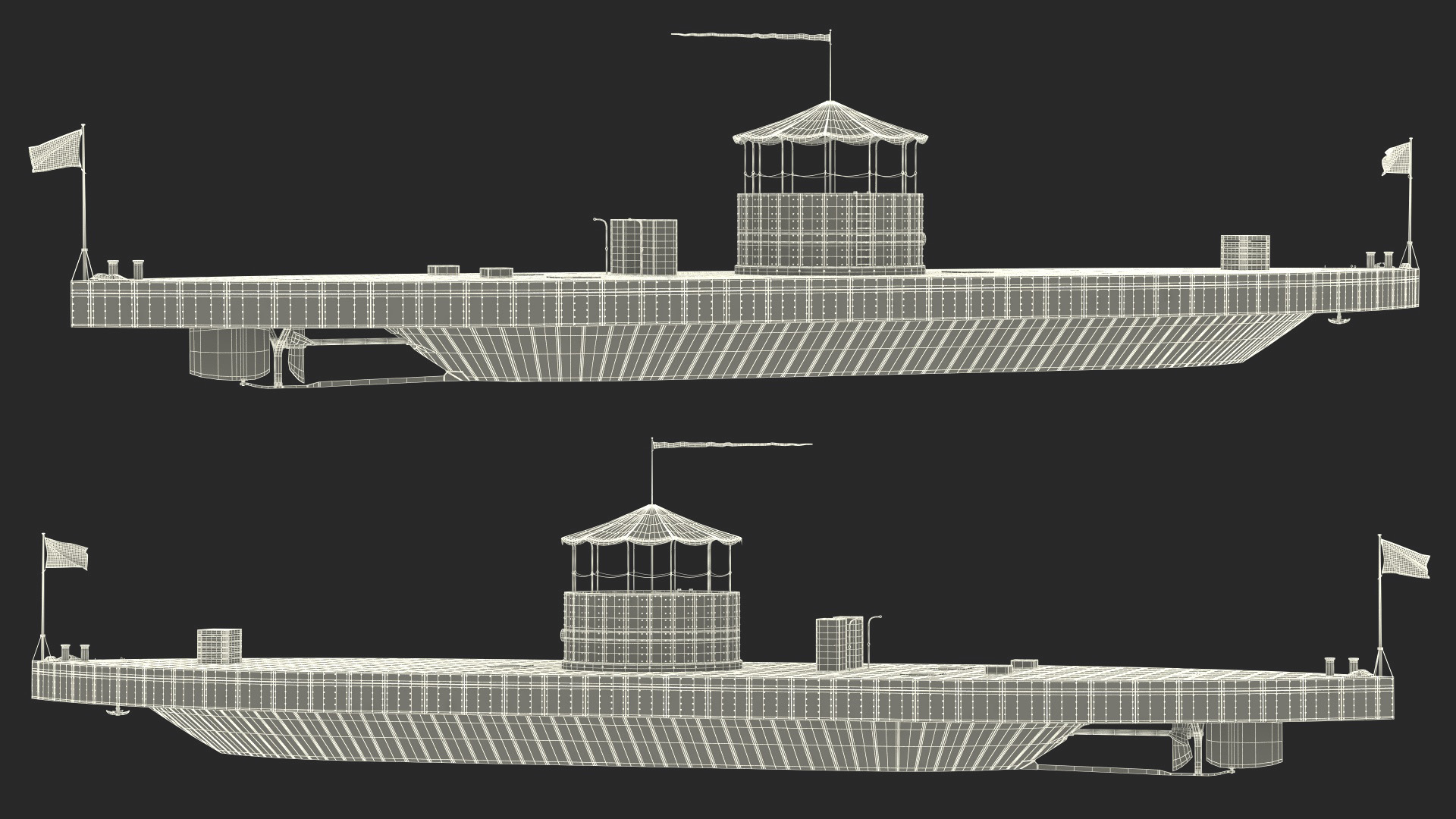 US Ironclad Warship Monitor with Tower Old 3D