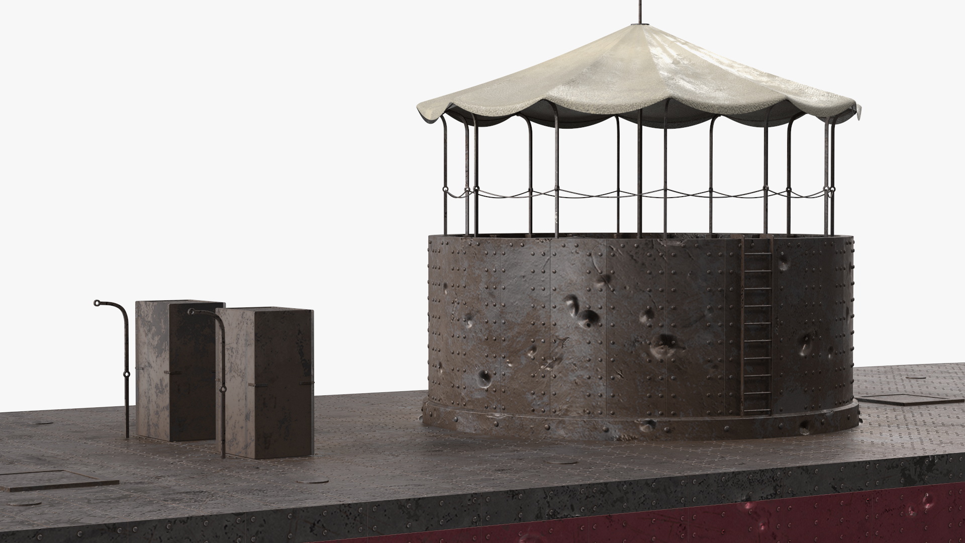 US Ironclad Warship Monitor with Tower Old 3D