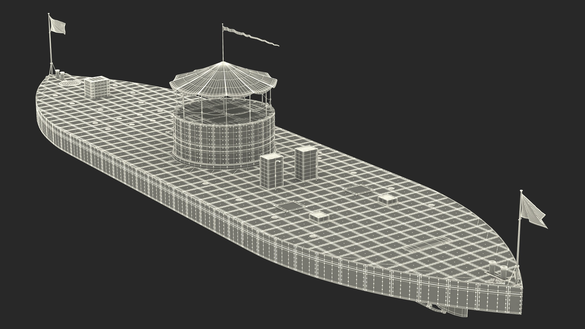 US Ironclad Warship Monitor with Tower Old 3D