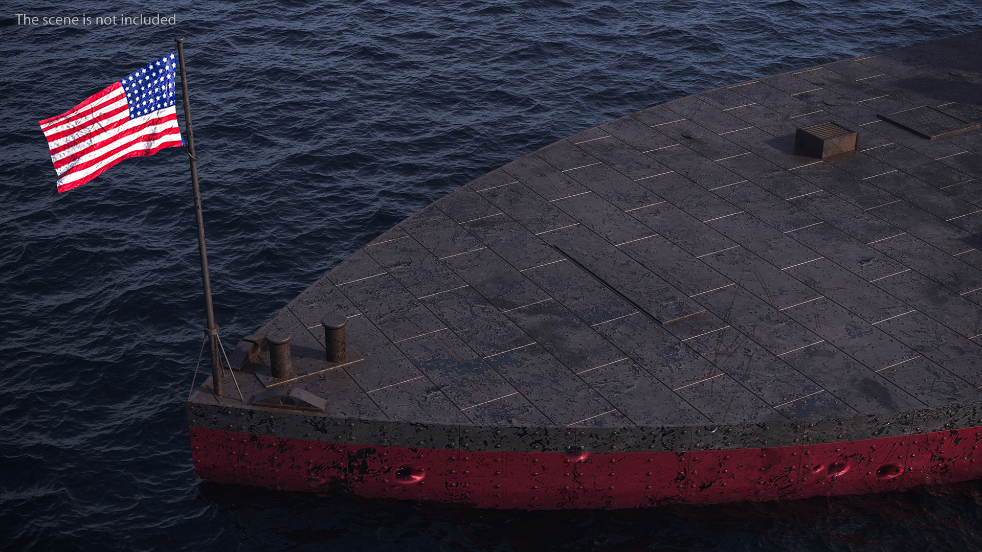 US Ironclad Warship Monitor with Tower Old 3D