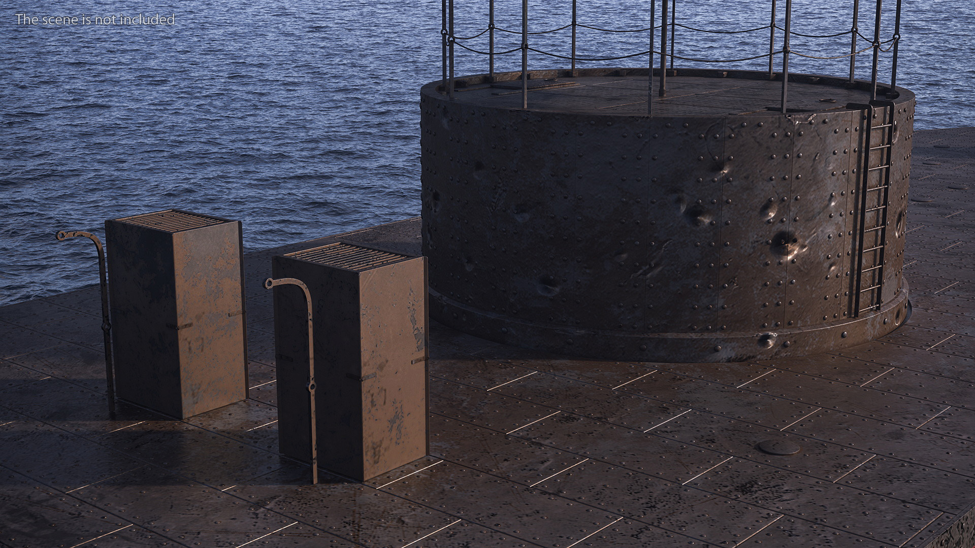 US Ironclad Warship Monitor with Tower Old 3D