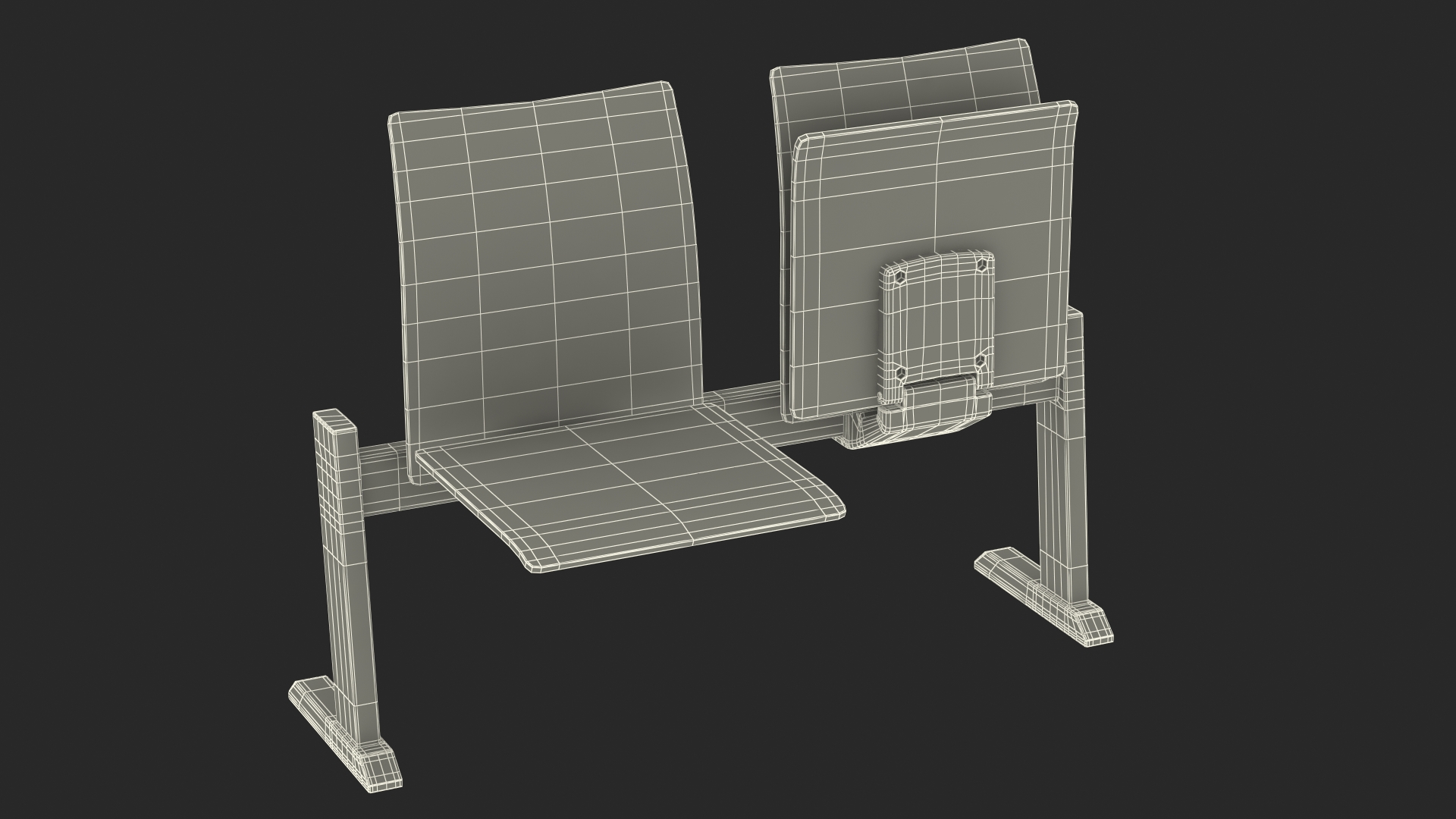 University Seating System For Two Seats 3D model