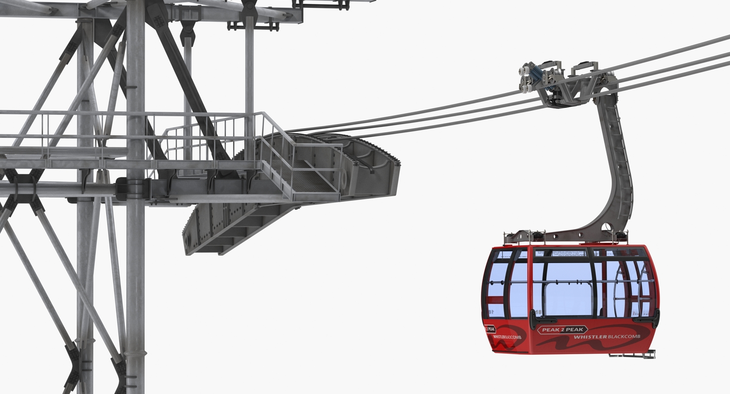 Peak 2 Peak Gondola Lift Cabin Towers 3D
