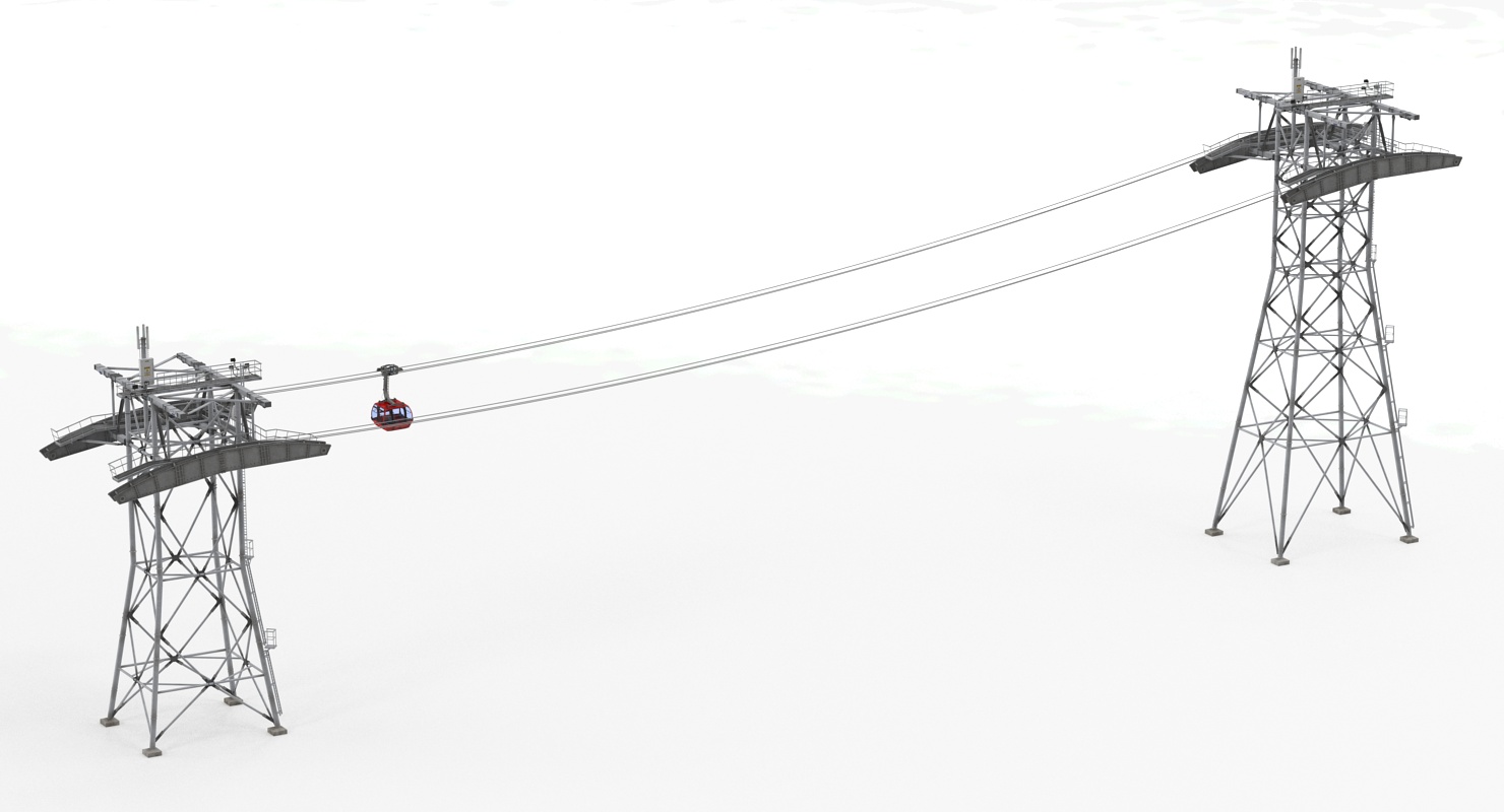 Peak 2 Peak Gondola Lift Cabin Towers 3D