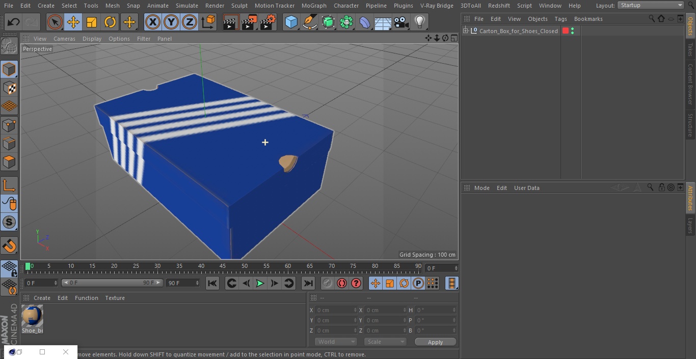 Carton Box for Shoes Closed 3D