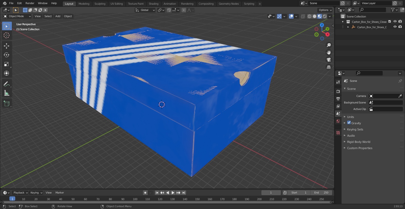 Carton Box for Shoes Closed 3D