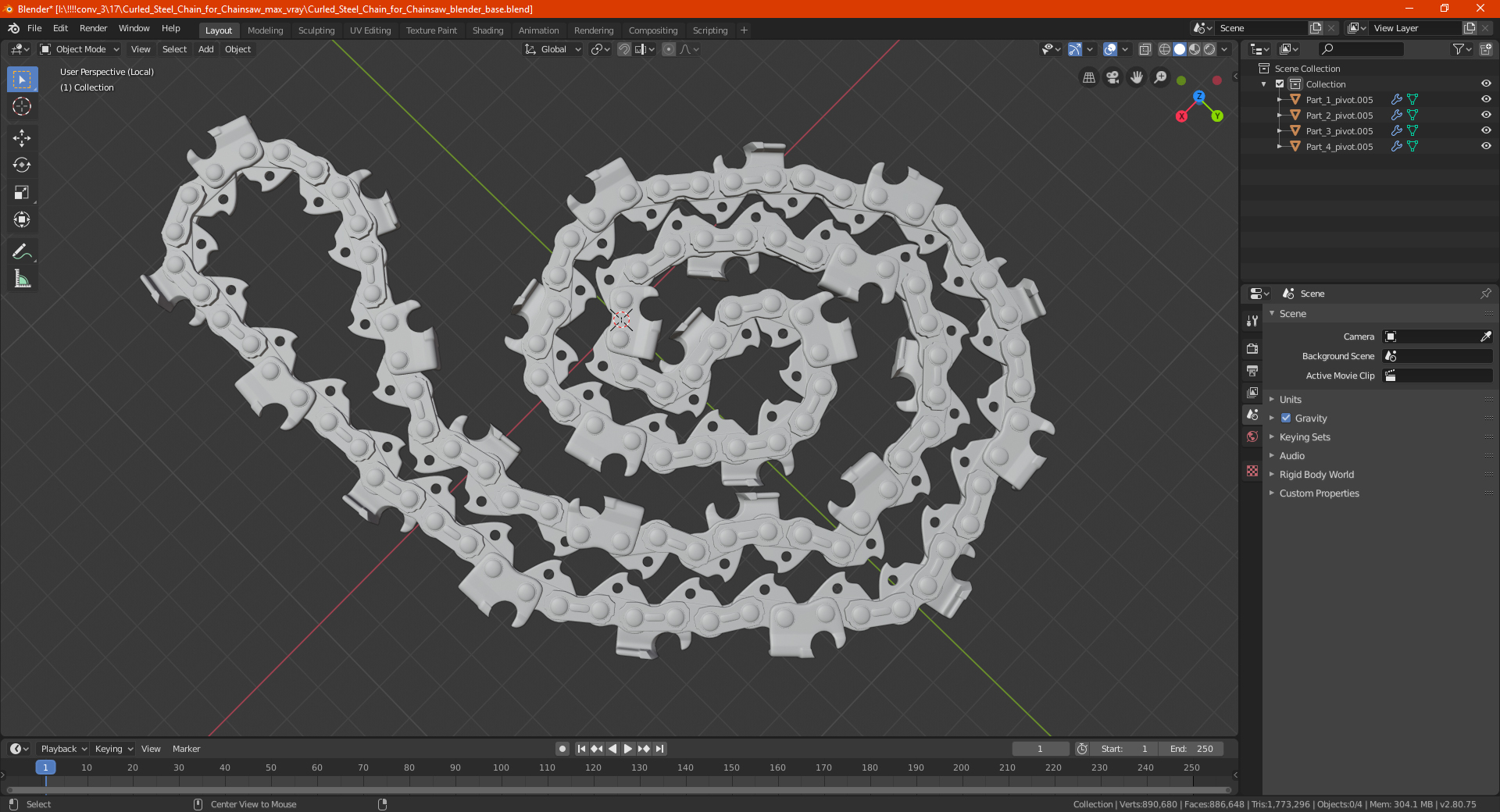 3D Curled Steel Chain for Chainsaw
