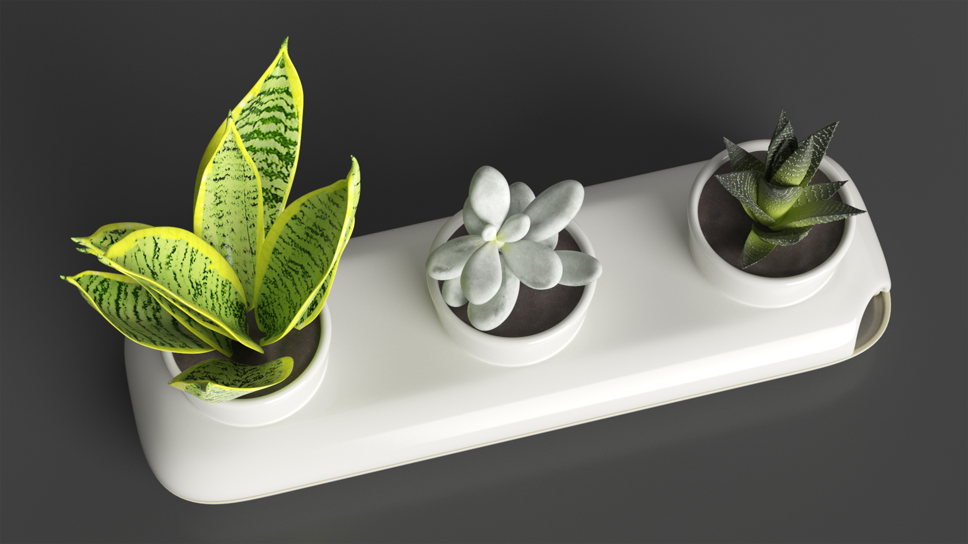 3D Stoneware Trio Pot Sagaform White model