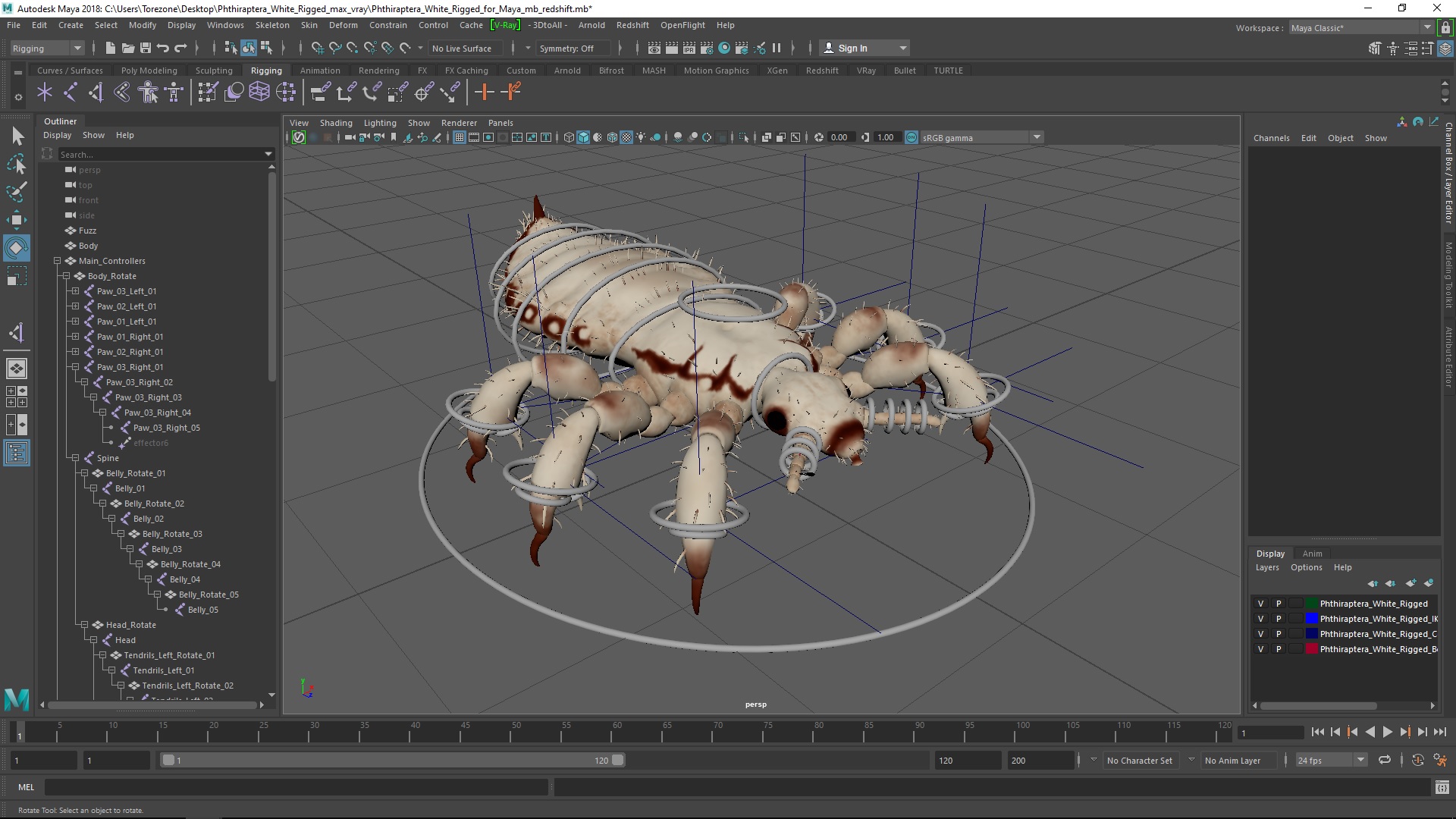 3D Phthiraptera White SSS Rigged for Maya model