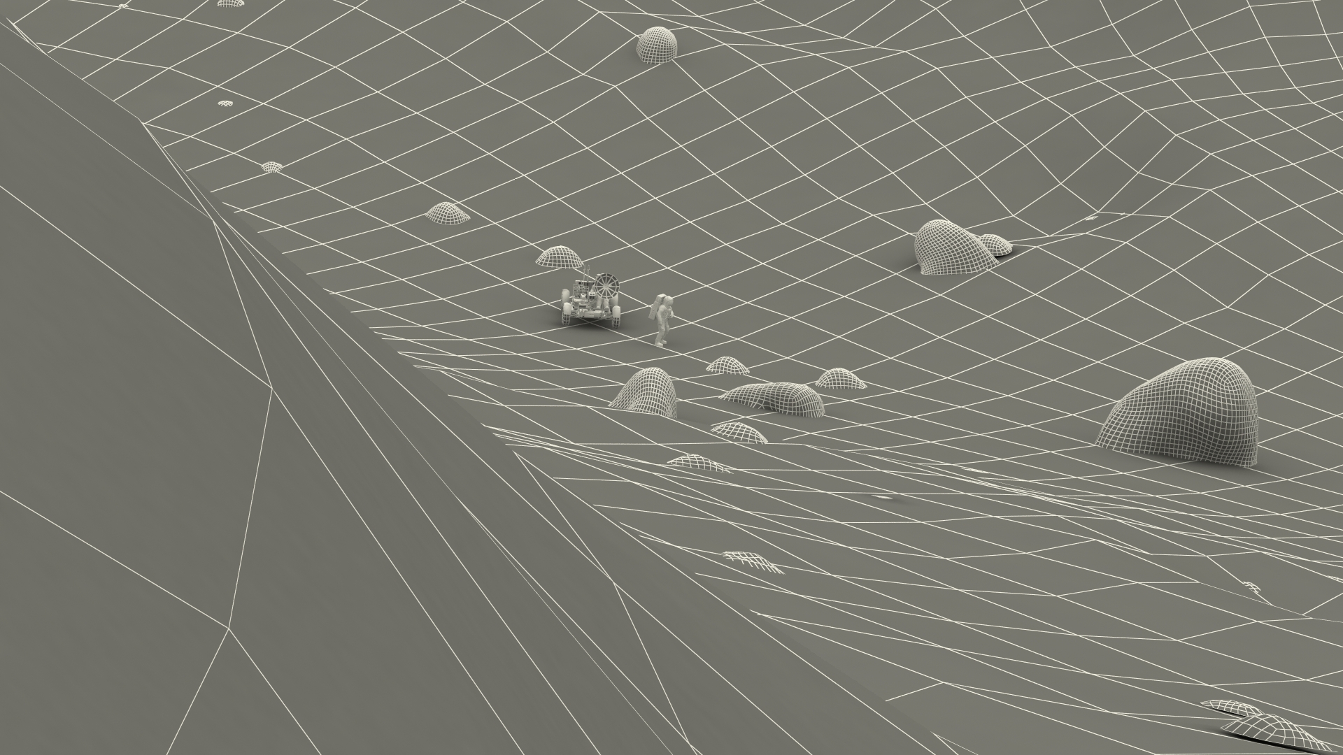 Astronauts with Lunar Roving Vehicle on Moon Surface 3D