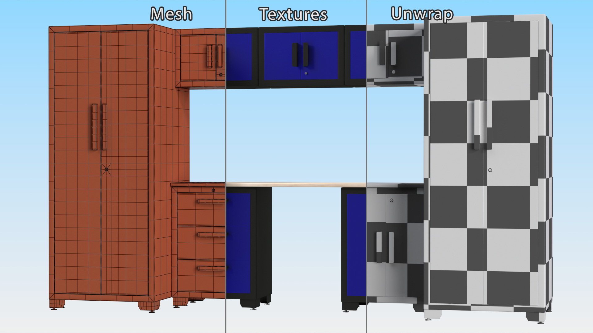 Garage Cabinet Blue 3D model