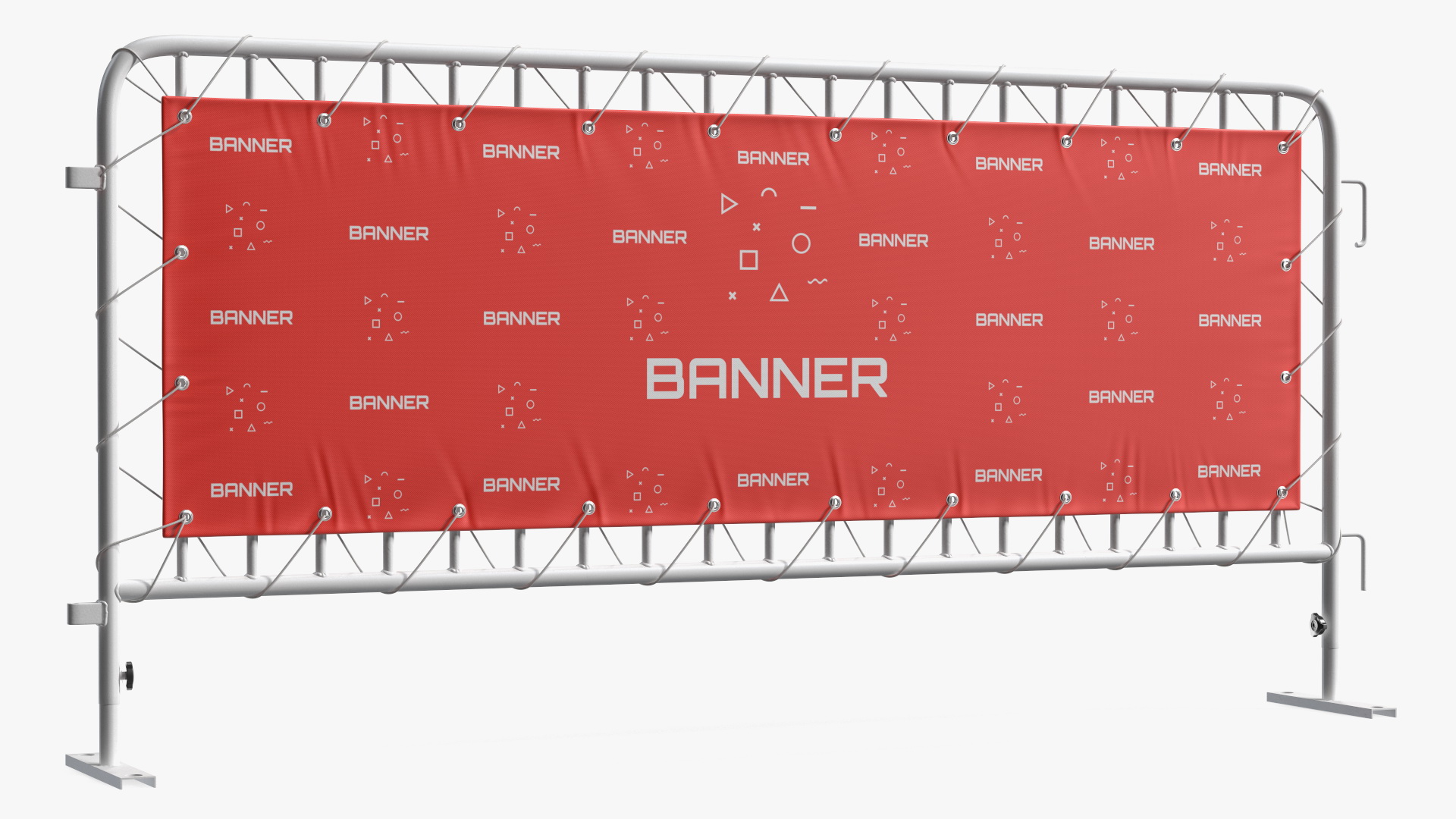 Crowd Control White Barricade Fence Banner 3D