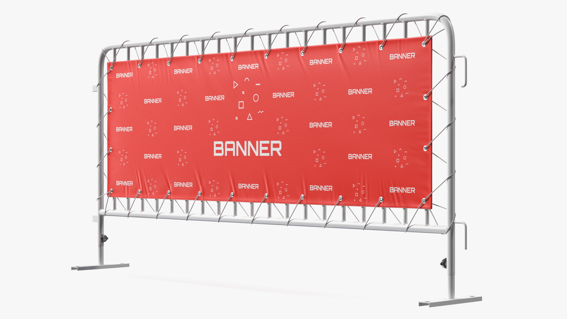 Crowd Control White Barricade Fence Banner 3D