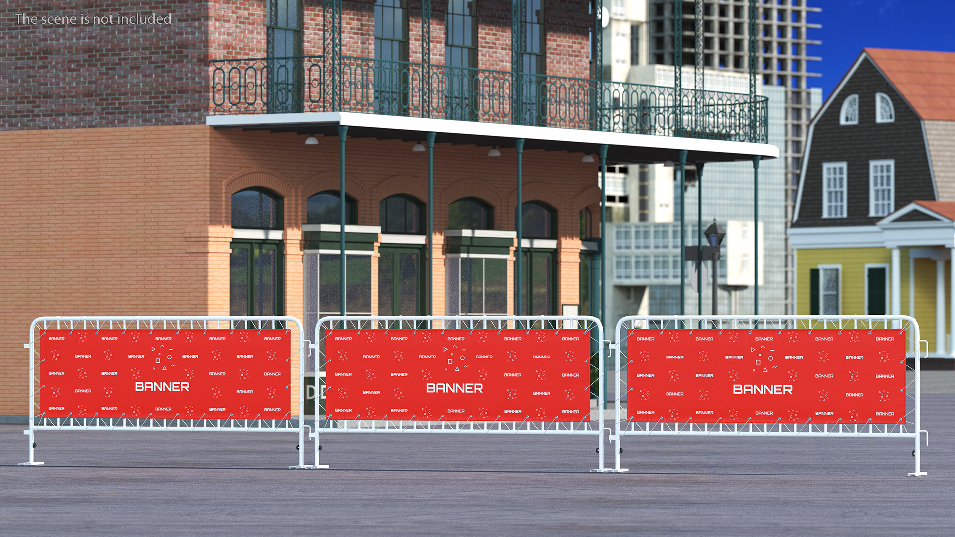 Crowd Control White Barricade Fence Banner 3D