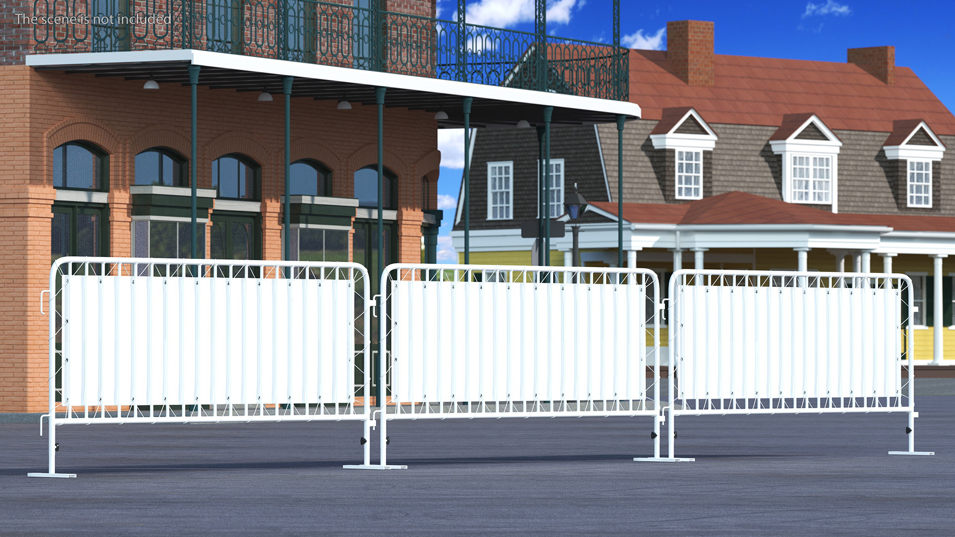 Crowd Control White Barricade Fence Banner 3D