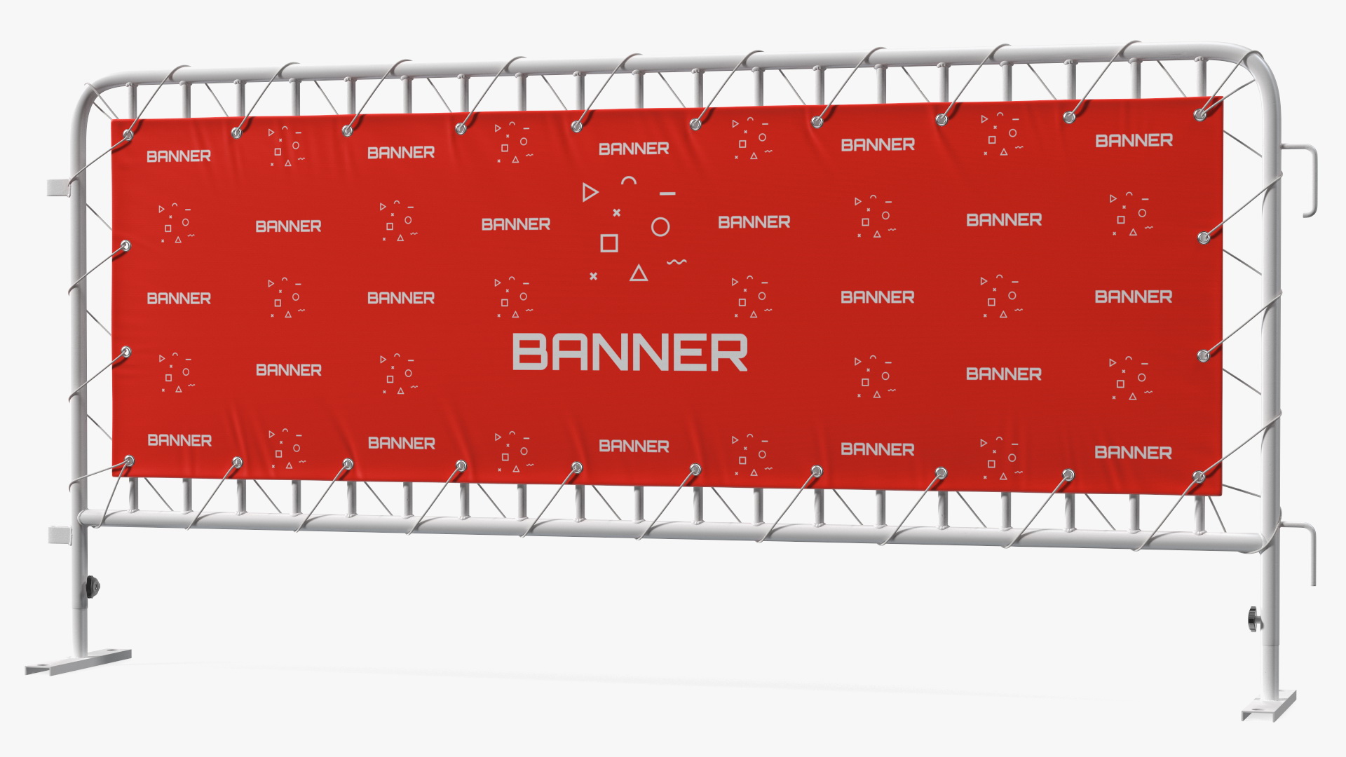 Crowd Control White Barricade Fence Banner 3D