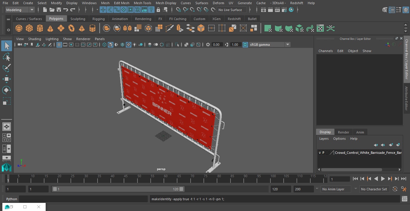 Crowd Control White Barricade Fence Banner 3D