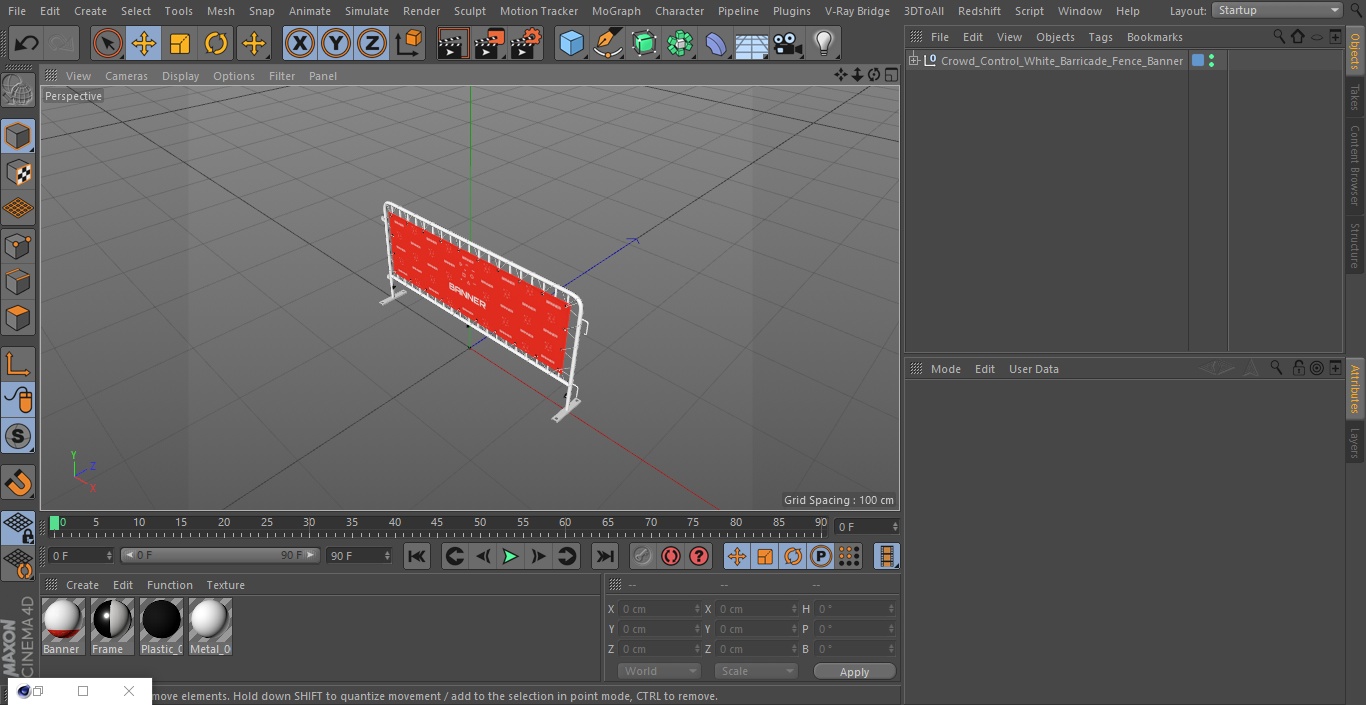 Crowd Control White Barricade Fence Banner 3D