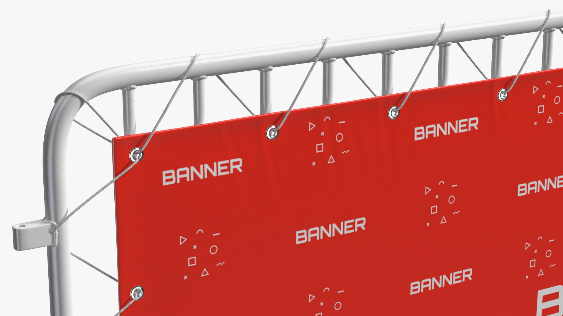 Crowd Control White Barricade Fence Banner 3D