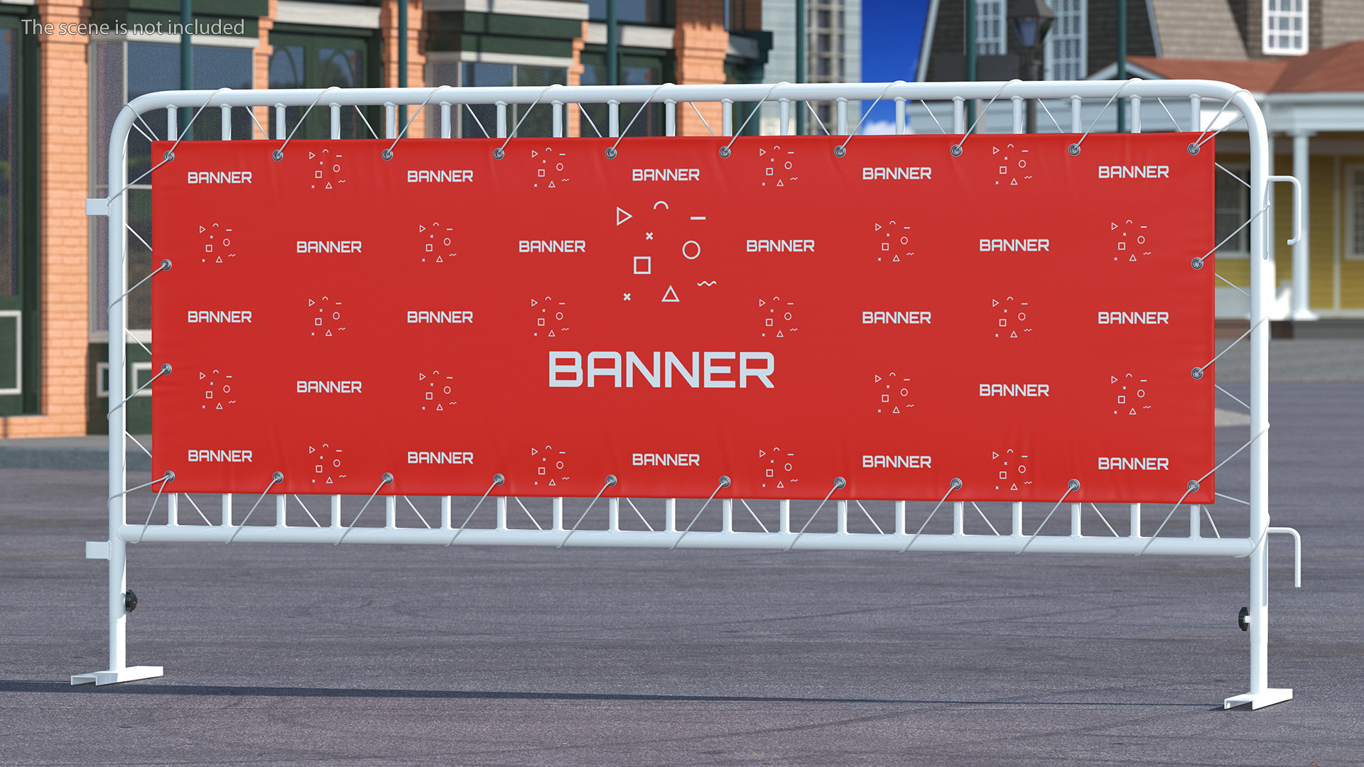 Crowd Control White Barricade Fence Banner 3D
