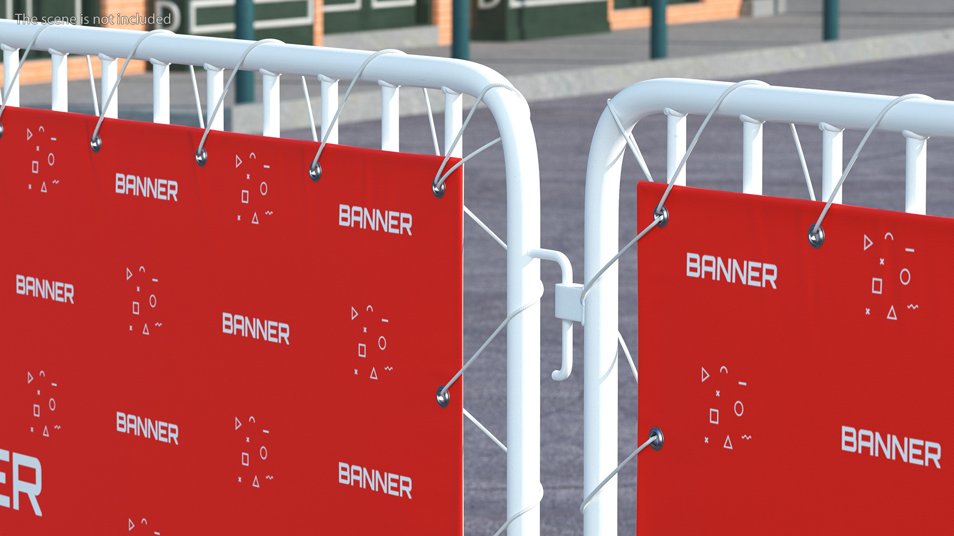 Crowd Control White Barricade Fence Banner 3D