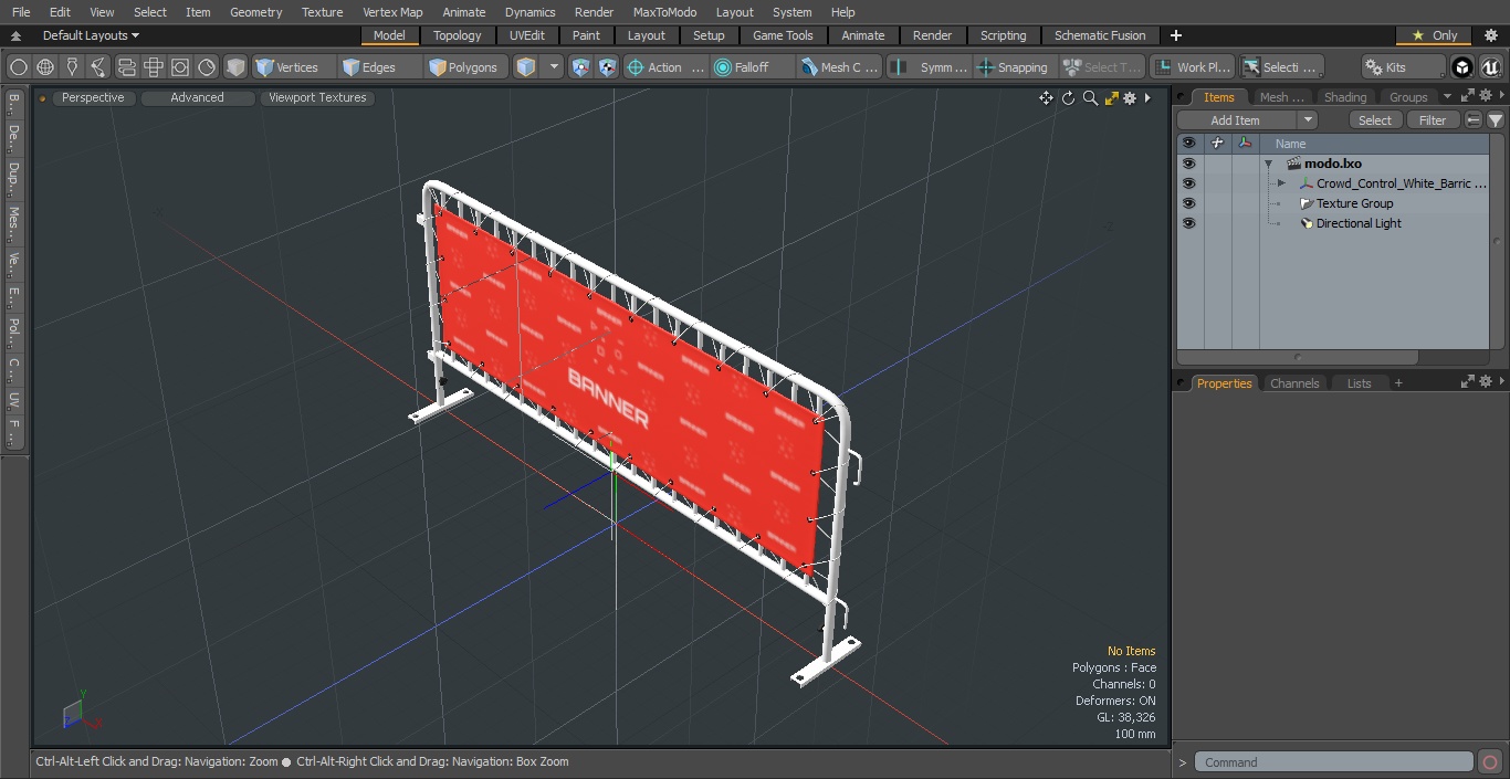 Crowd Control White Barricade Fence Banner 3D
