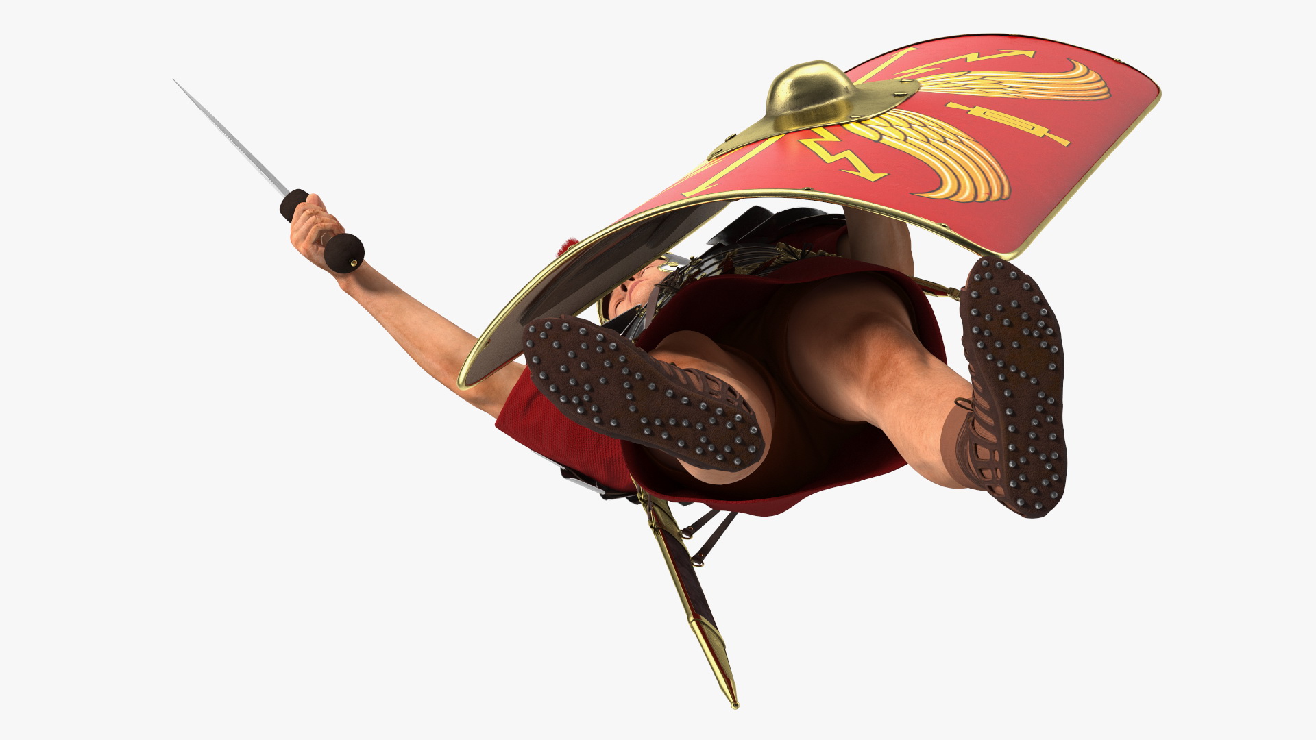 3D Roman Legionnaire with Gladius Salute Pose Fur