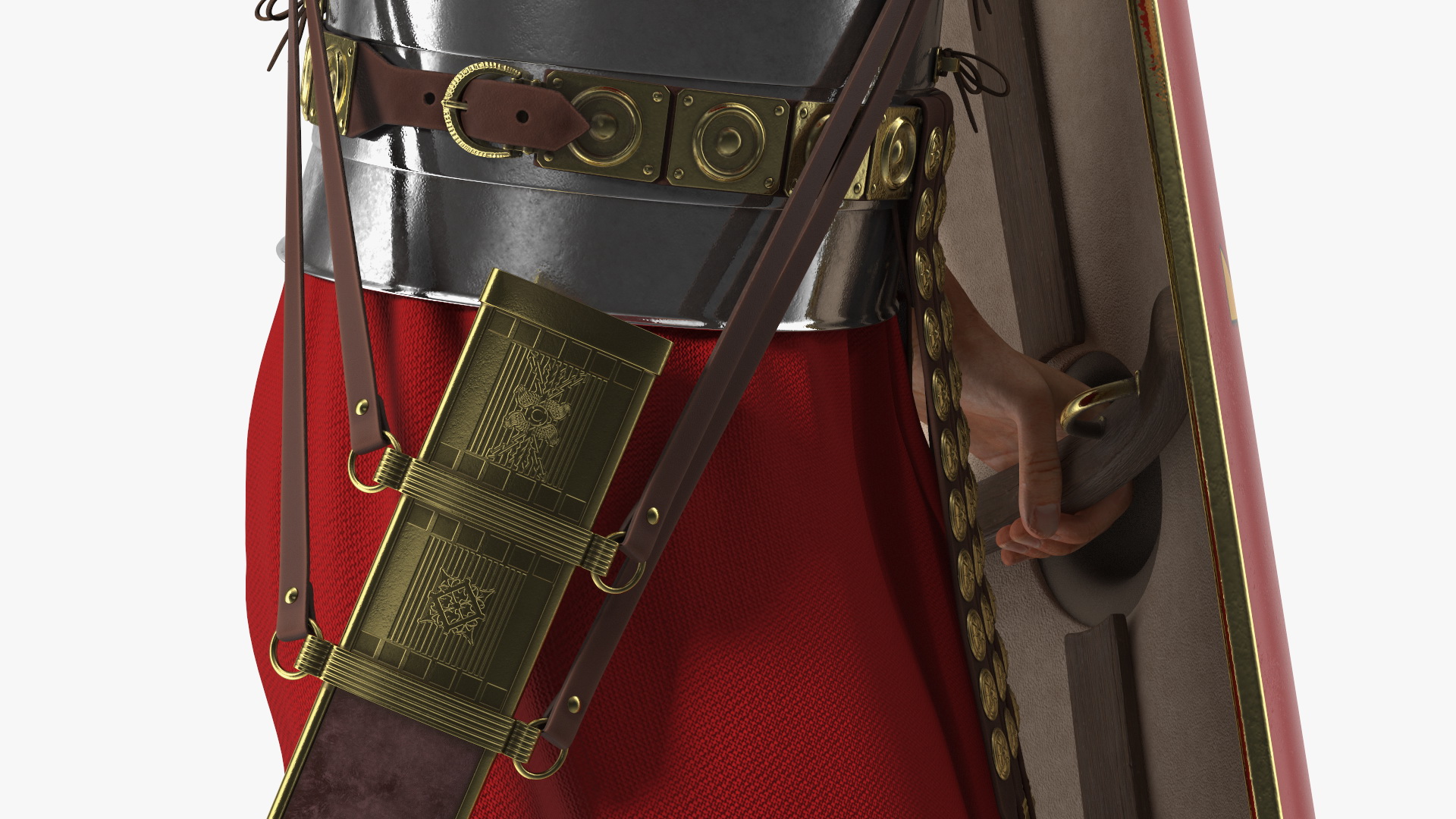 3D Roman Legionnaire with Gladius Salute Pose Fur