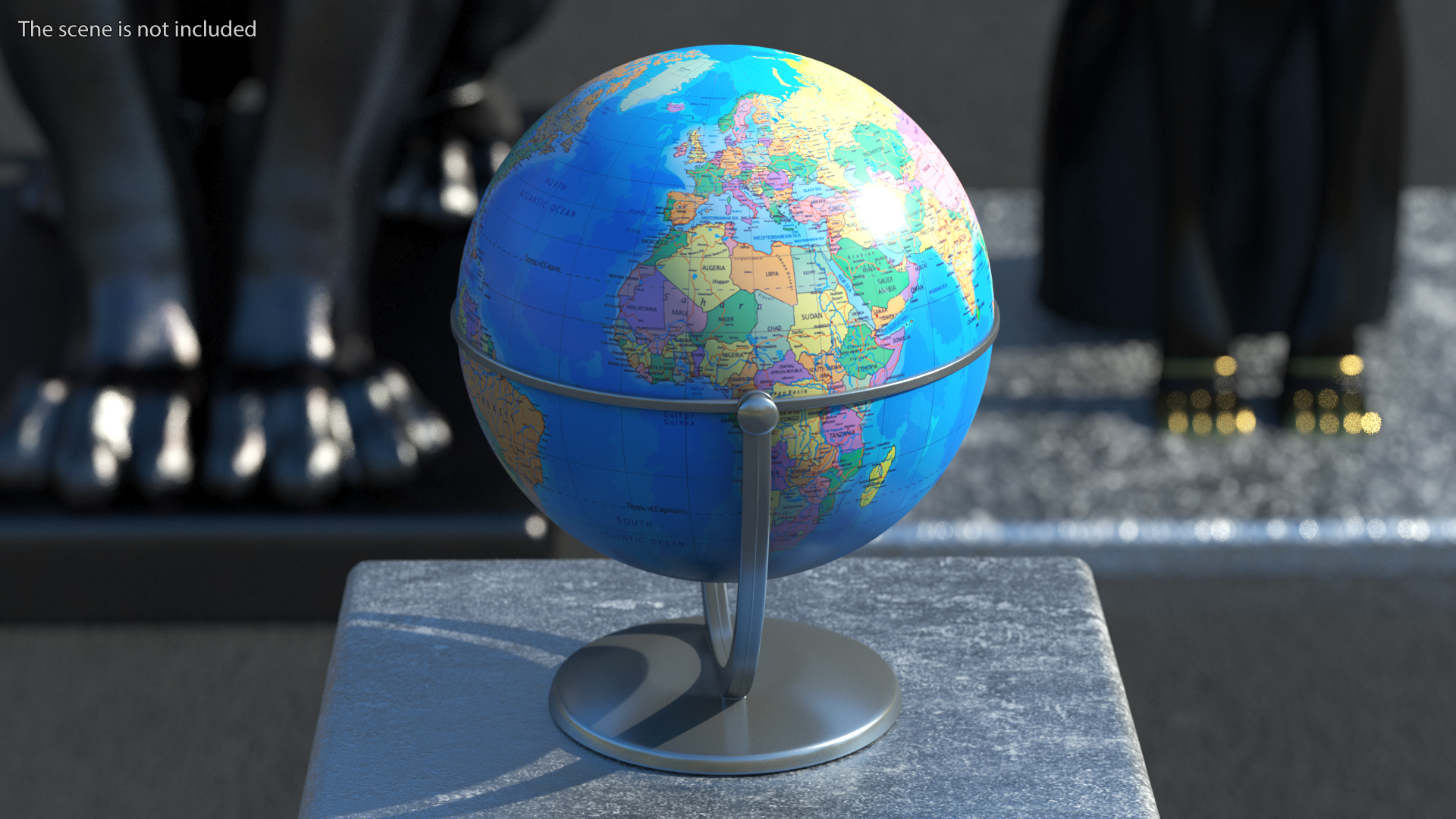 Political World Globe with Stand 3D