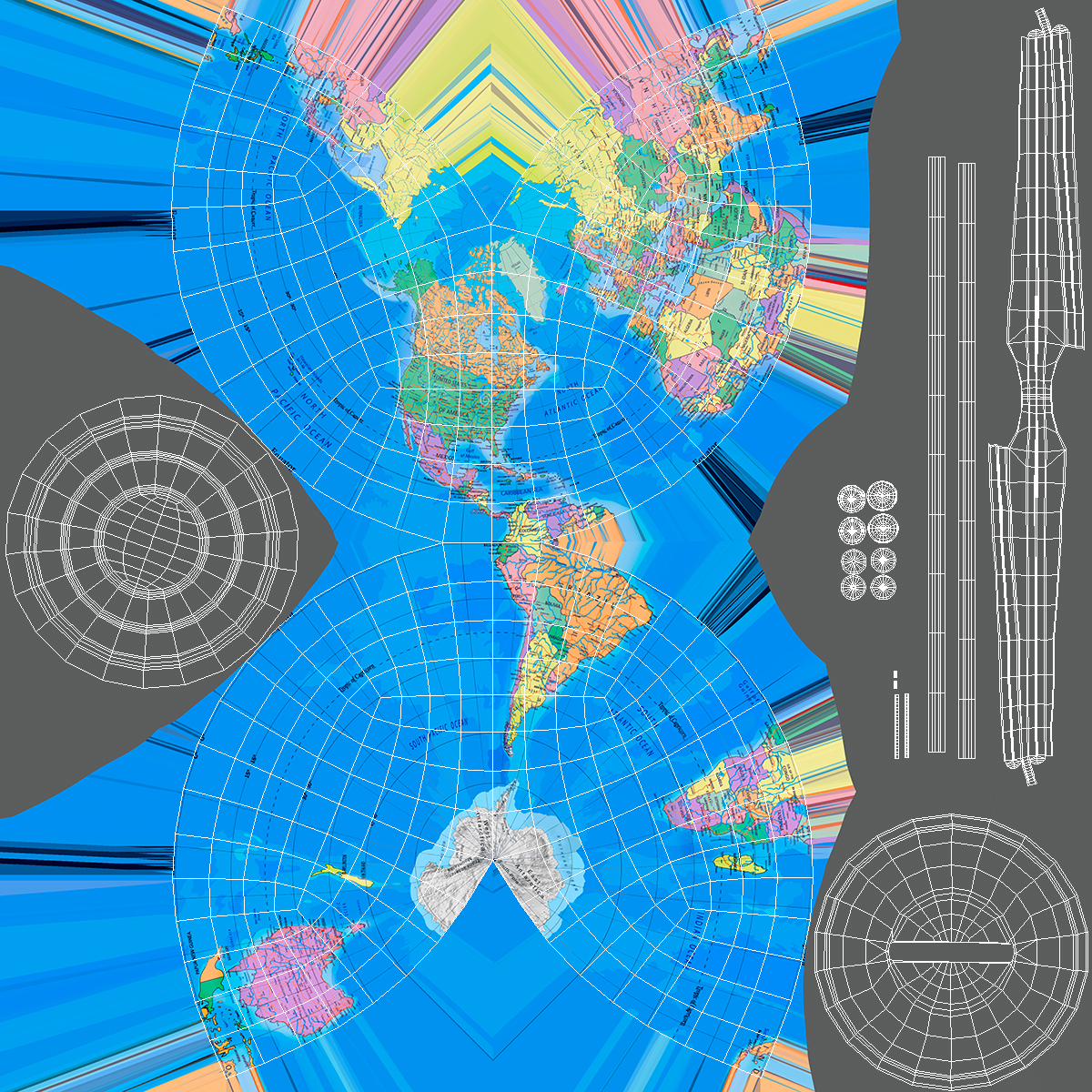Political World Globe with Stand 3D