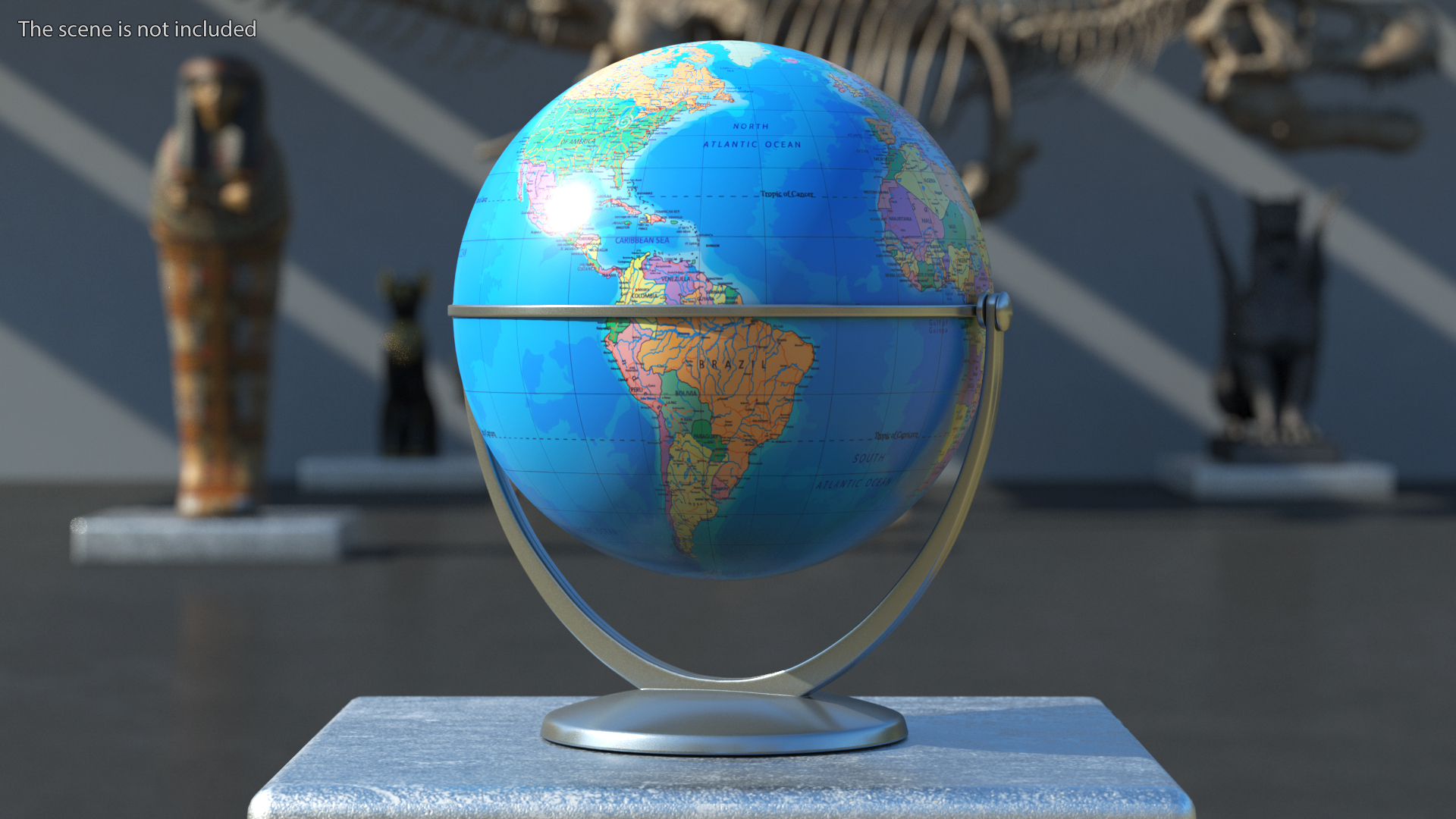 Political World Globe with Stand 3D