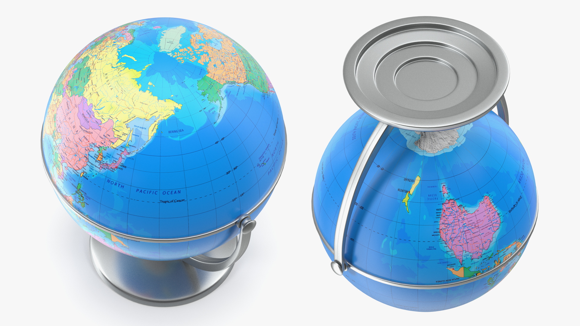 Political World Globe with Stand 3D
