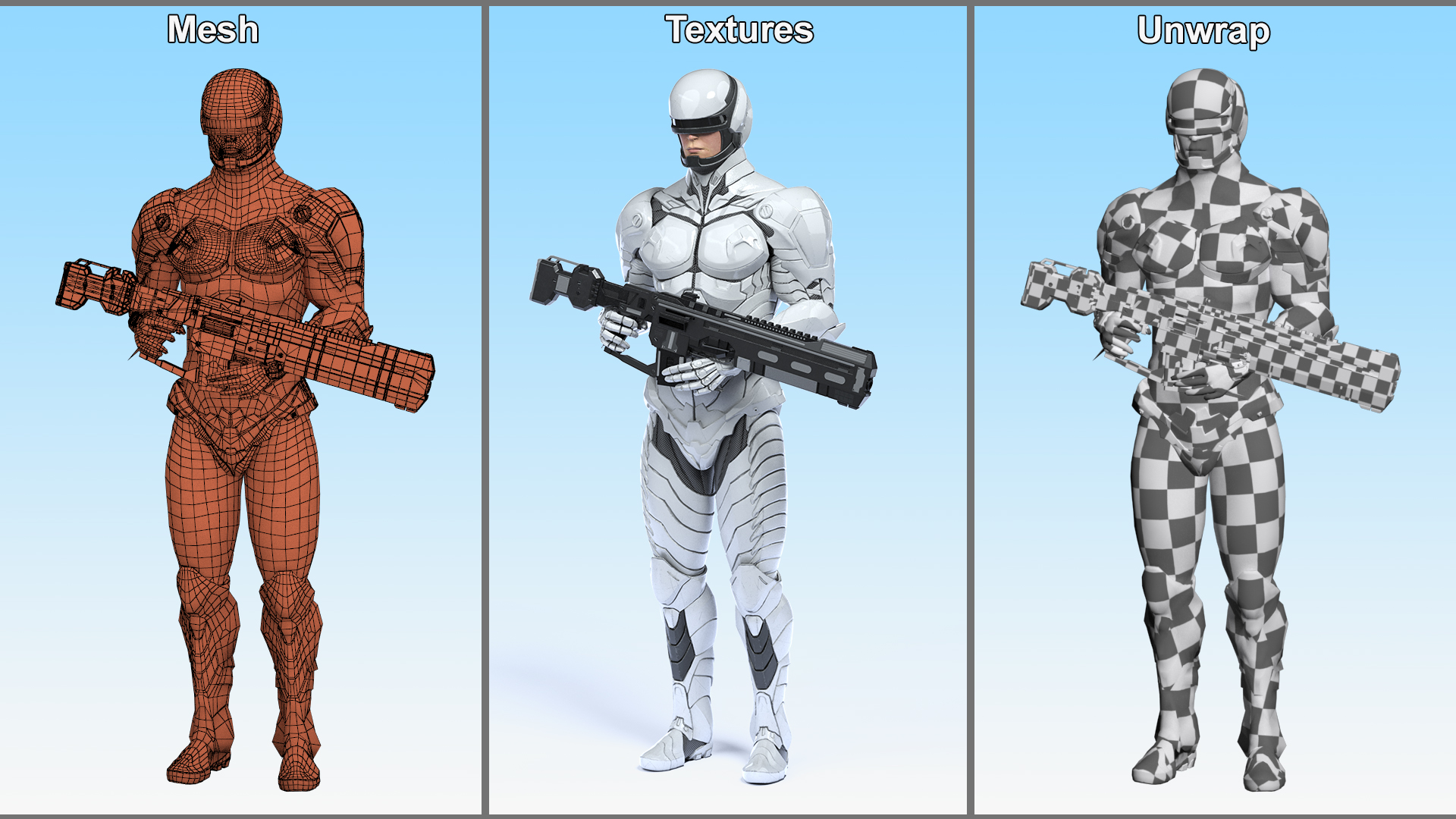 3D Sci Fi Soldier with Assault Rifle model