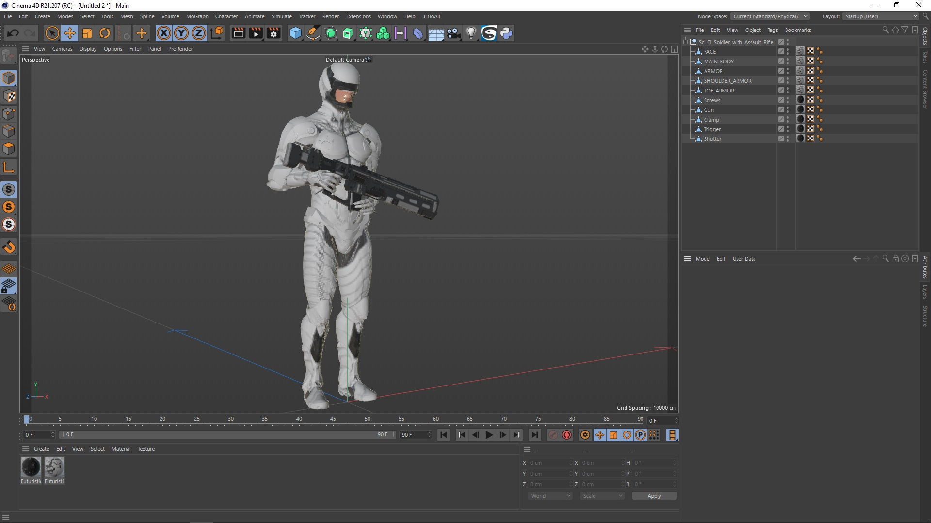 3D Sci Fi Soldier with Assault Rifle model