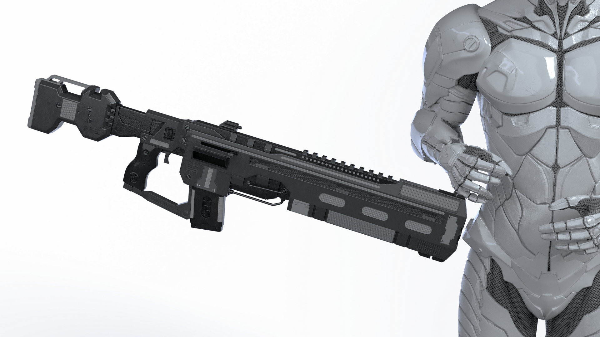 3D Sci Fi Soldier with Assault Rifle model