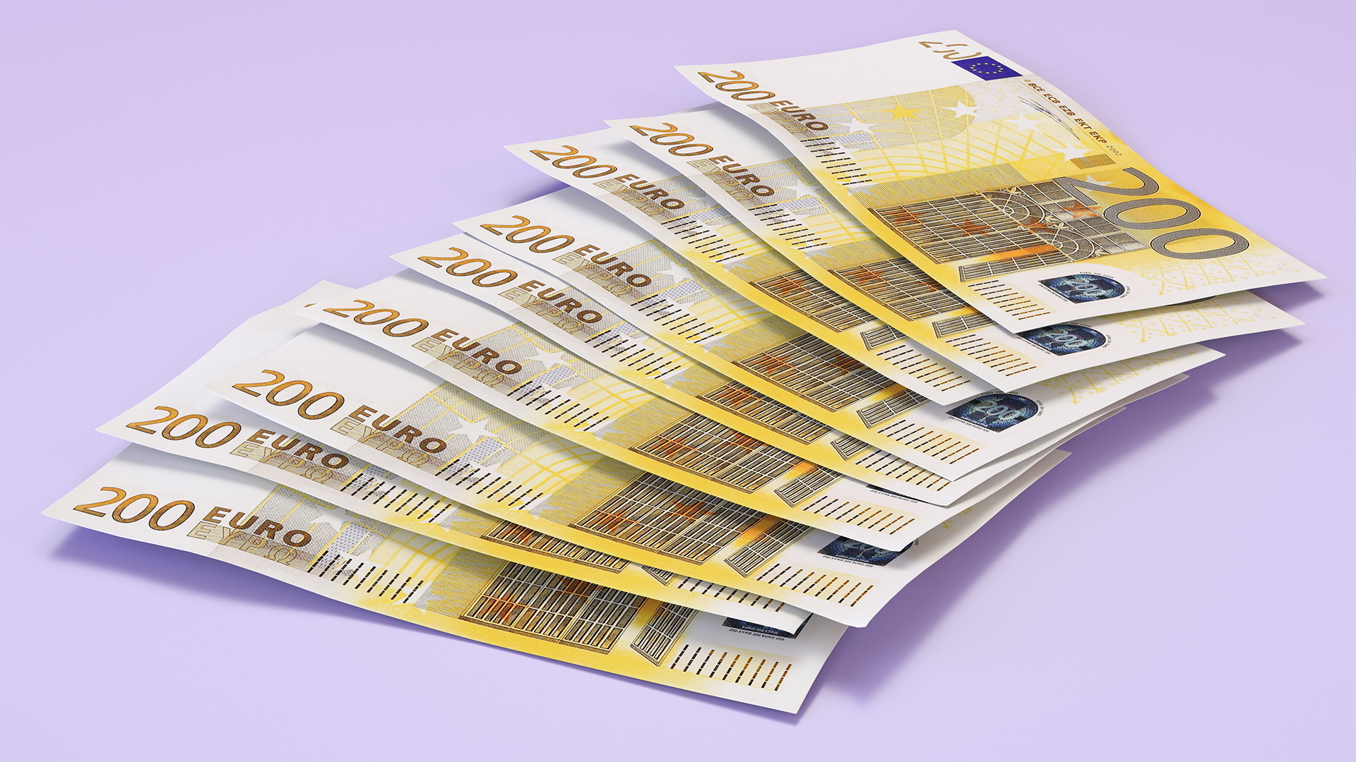 3D Paper Banknotes Euro 200 Bundle
