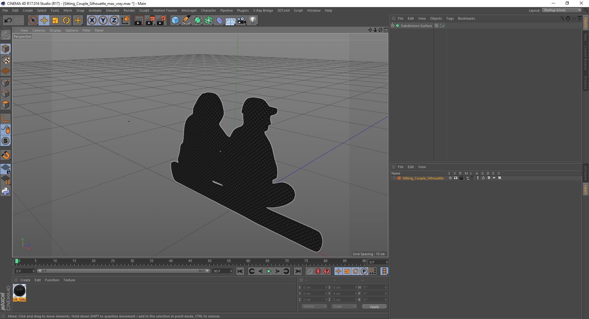 3D model Sitting Couple Silhouette