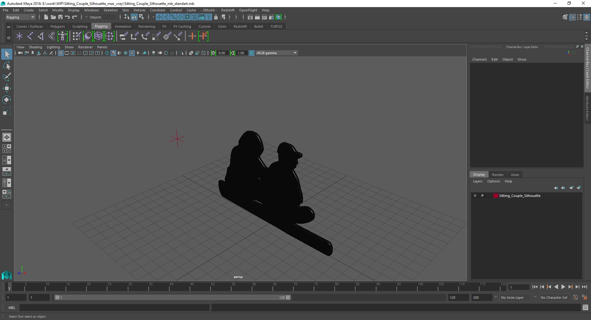 3D model Sitting Couple Silhouette