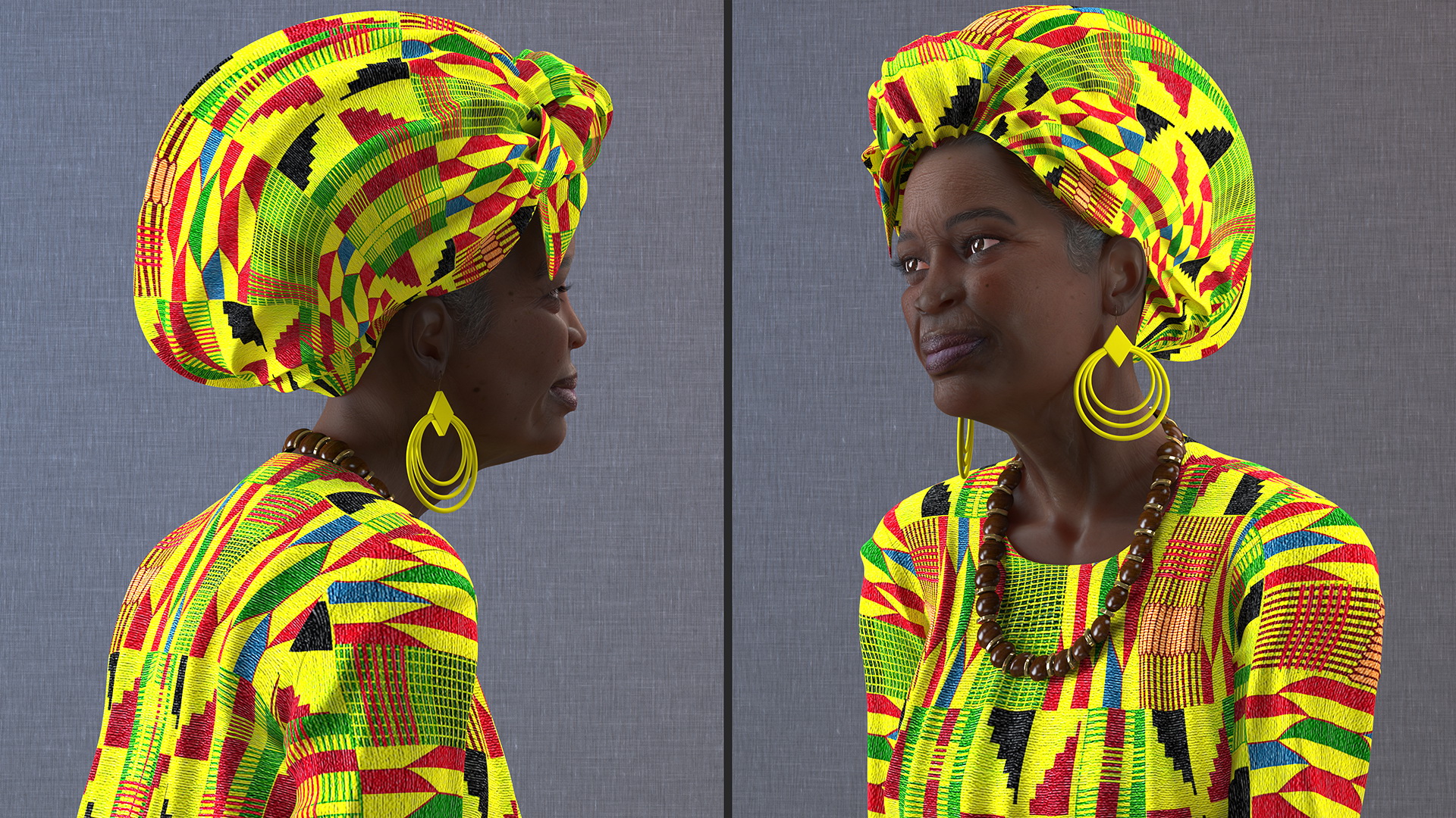 African Woman Wearing Traditional Clothes Sitting Pose 3D model