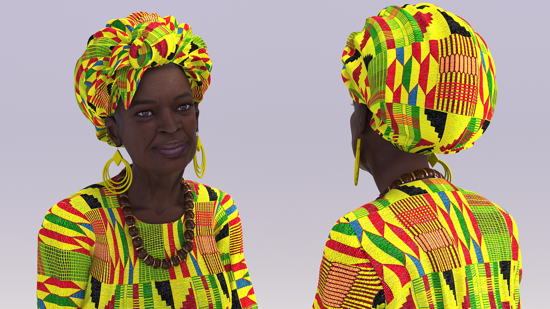 African Woman Wearing Traditional Clothes Sitting Pose 3D model
