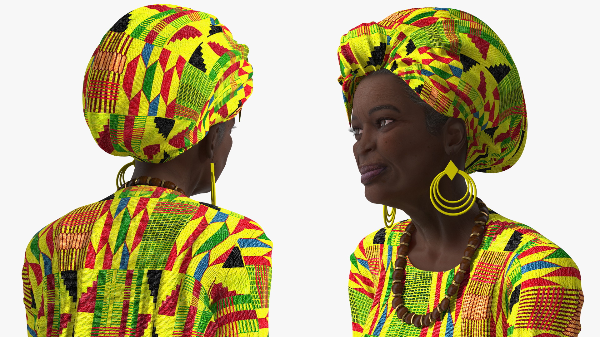 African Woman Wearing Traditional Clothes Sitting Pose 3D model