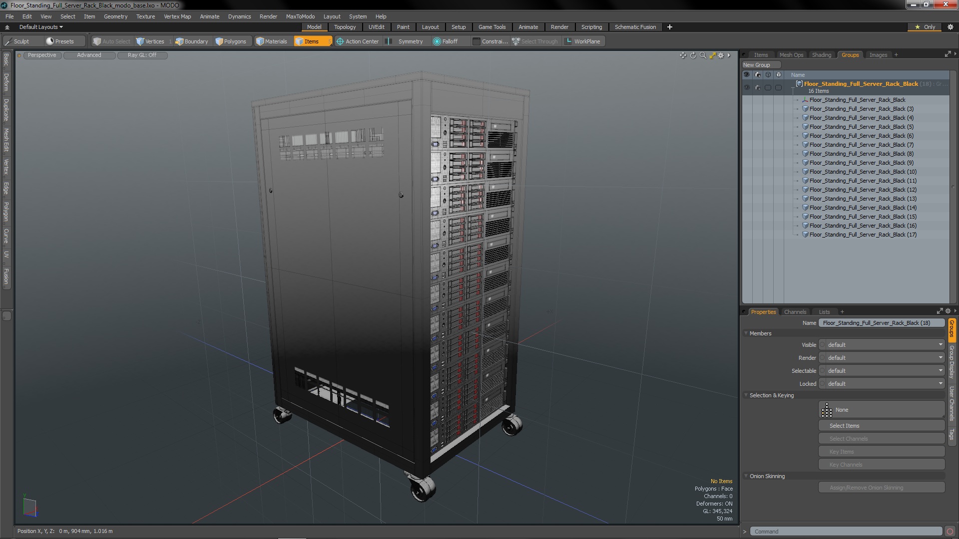 Floor Standing Full Server Rack Black 3D