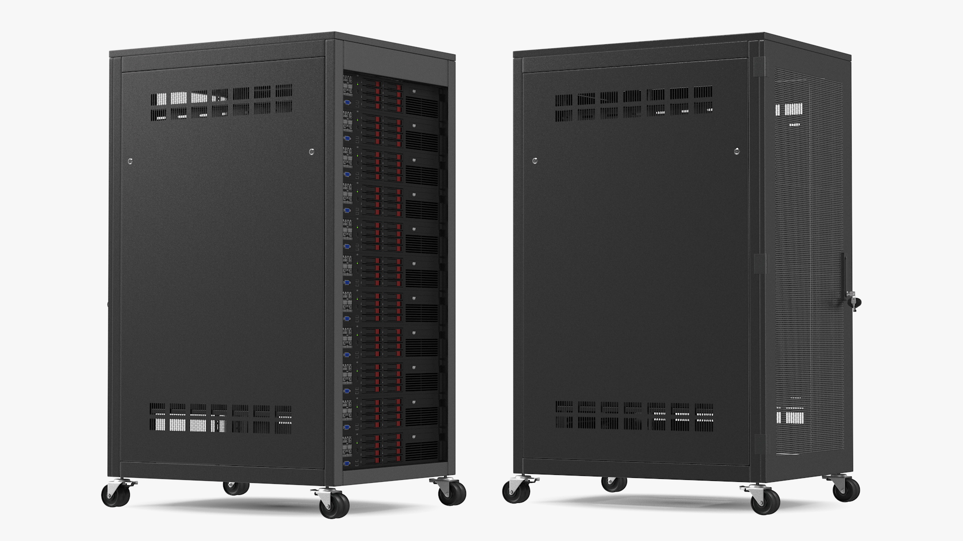 Floor Standing Full Server Rack Black 3D