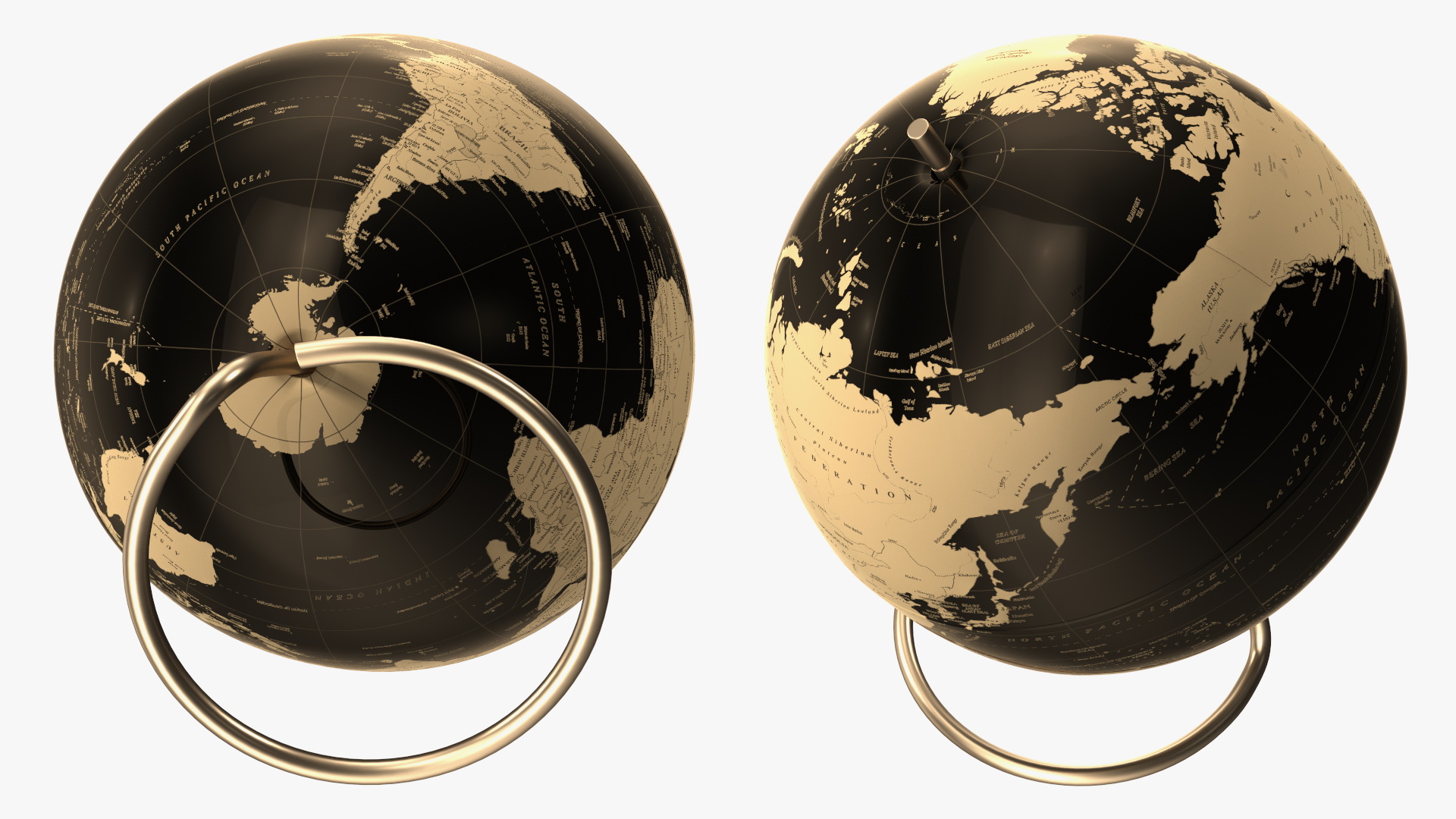 World Globe Metallic Bronze 3D