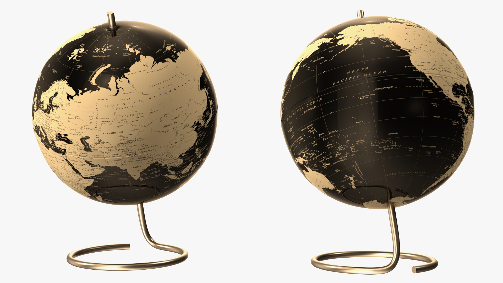 World Globe Metallic Bronze 3D