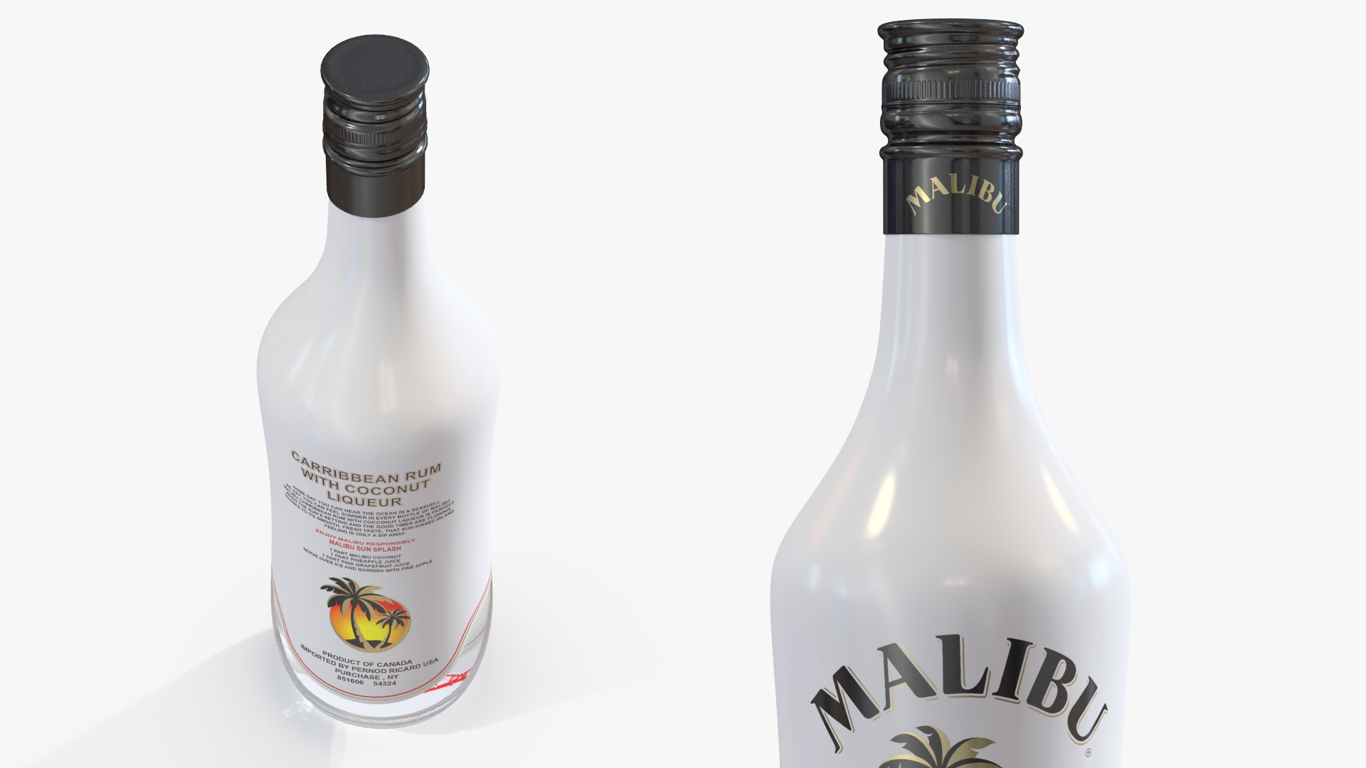 3D Malibu Caribbean Coconut Rum 750ml Bottle