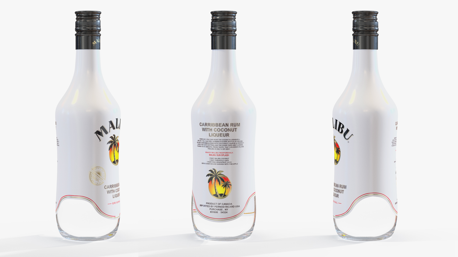 3D Malibu Caribbean Coconut Rum 750ml Bottle