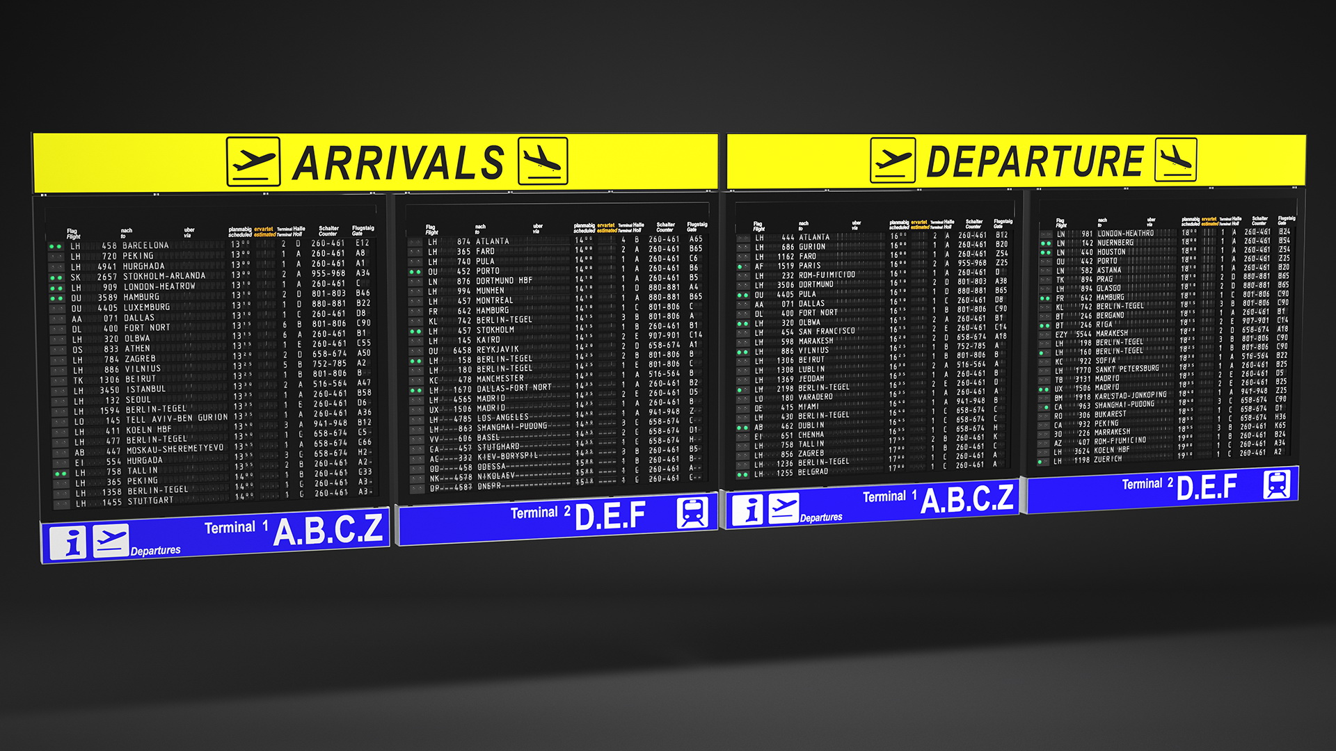 Airport Timetable Arrivals and Departures Board 3D
