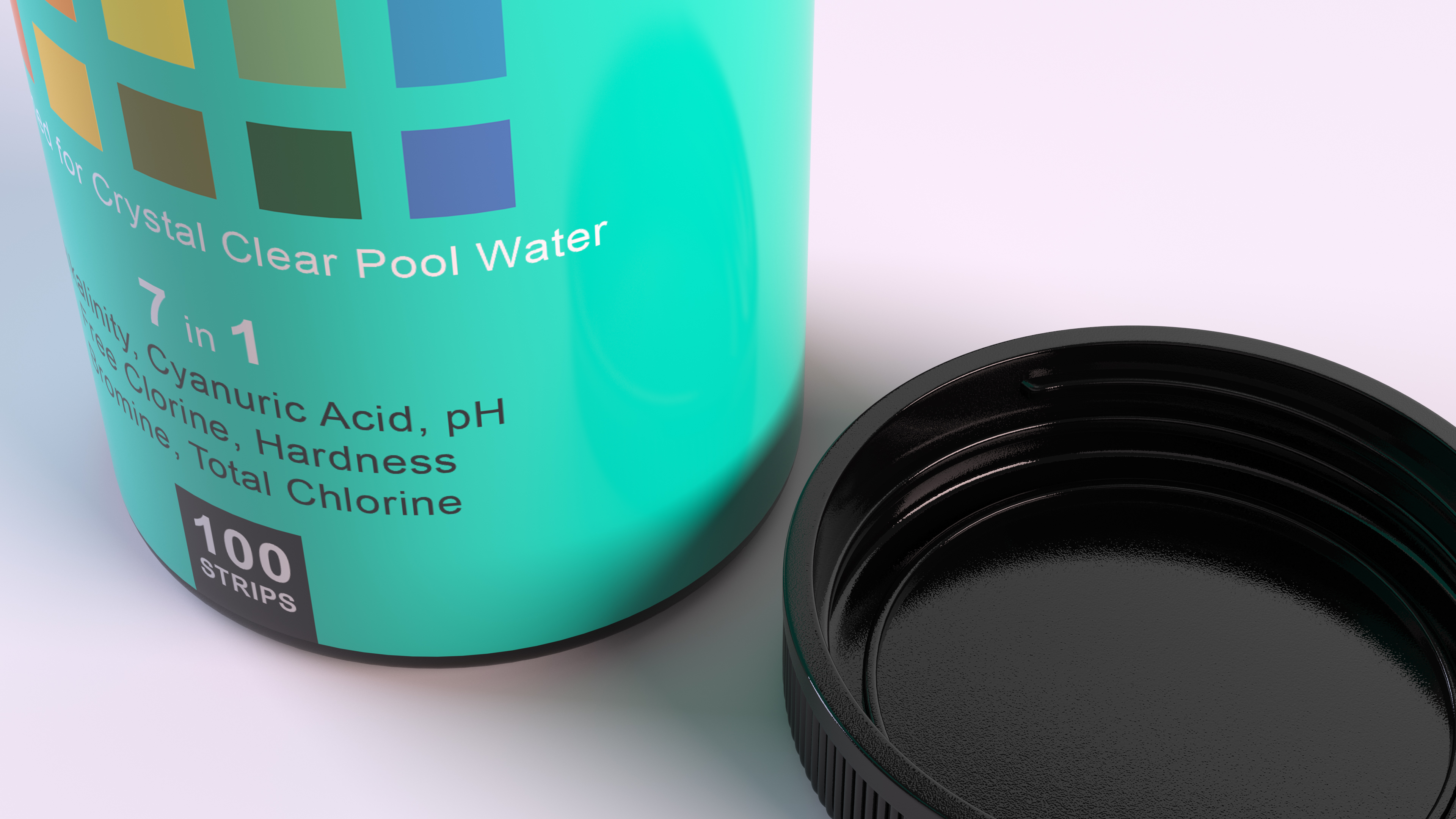 Water Softener Test Strips Jar Opened 3D
